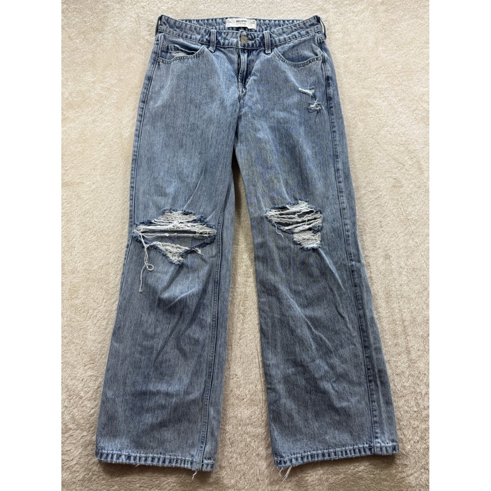 Hollister Womens Low-Rise‎ Baggy Distressed Blue Denim Jeans 6R Meas: 30x30